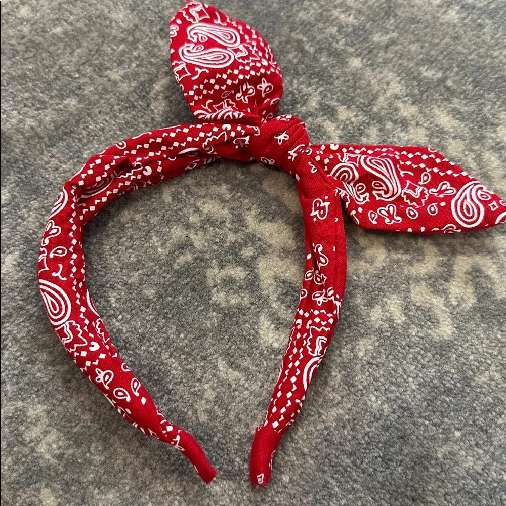 KIDS Red Paisley Bandana Headband